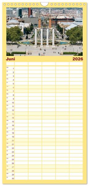 Produktbild: Familienplaner 2026 - Barcelona - Die wundersch&ouml;ne Hauptstadt Kataloniens. mit 5 Spalten (Wandkalender, 21 x 45 cm) CALVENDO