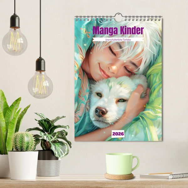 Produktbild: Manga Kinder - Unersch&uuml;tterliche Tierliebe (Wandkalender 2026 DIN A4 hoch), CALVENDO Monatskalender