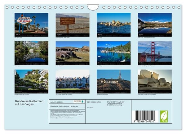 Produktbild: Rundreise Kalifornien mit Las Vegas (Wandkalender 2026 DIN A4 quer), CALVENDO Monatskalender