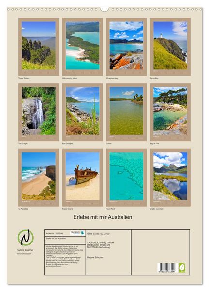 Produktbild: Erlebe mit mir Australien (Wandkalender 2026 DIN A2 hoch), CALVENDO Monatskalender