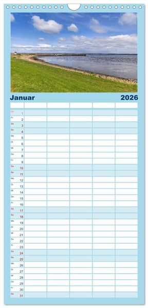 Produktbild: Familienplaner 2026 - Inselbilder Amrum mit 5 Spalten (Wandkalender, 21 x 45 cm) CALVENDO