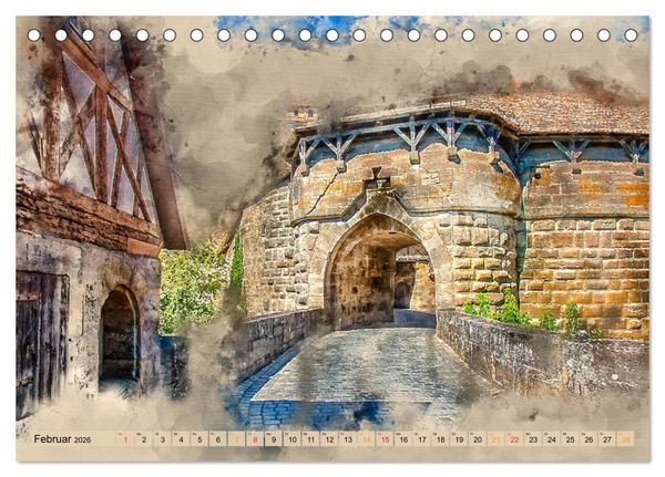 Produktbild: Romantische St&auml;dte - Rothenburg ob der Tauber (Tischkalender 2026 DIN A5 quer), CALVENDO Monatskalender