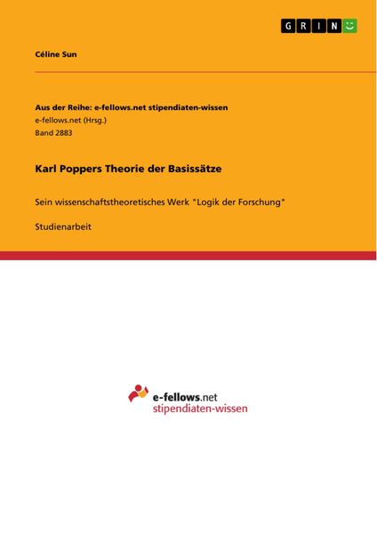 Produktbild: Karl Poppers Theorie der Basiss&auml;tze