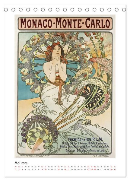 Produktbild: Alfons Mucha - Eine Hommage in zw&ouml;lf Monaten (Tischkalender 2026 DIN A5 hoch), CALVENDO Monatskalender