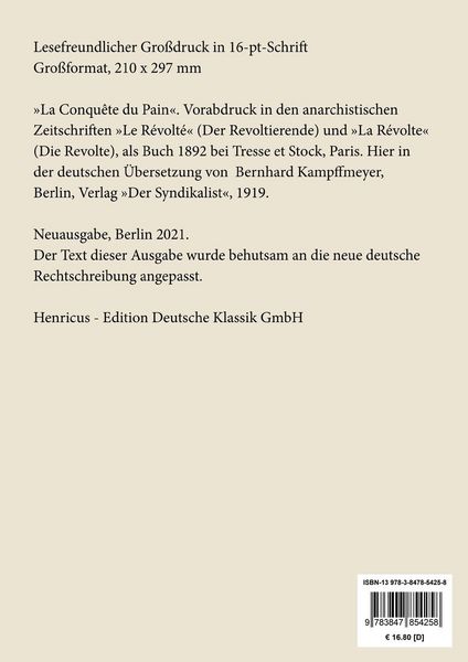 Produktbild: Die Eroberung des Brotes (Gro&szlig;druck)