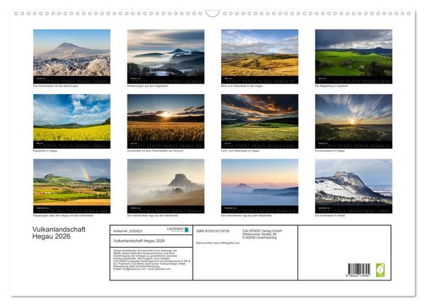 Produktbild: Vulkanlandschaft Hegau 2026 (Wandkalender 2026 DIN A2 quer), CALVENDO Monatskalender