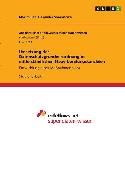 Produktbild: Umsetzung der Datenschutzgrundverordnung in mittelst&auml;ndischen Steuerberatungskanzleien