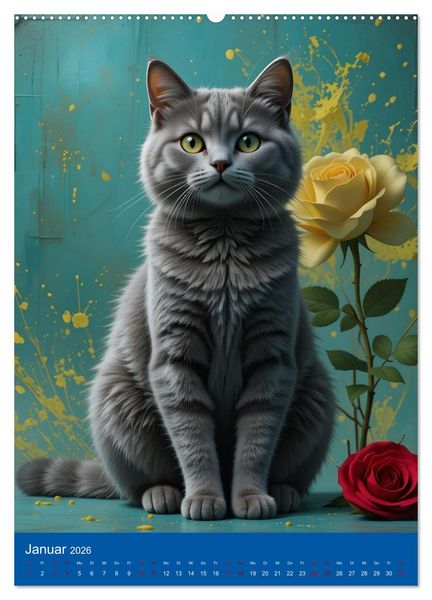 Produktbild: Eleganz der Samtpfoten (hochwertiger Premium Wandkalender 2026 DIN A2 hoch), Kunstdruck in Hochglanz