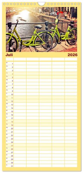 Produktbild: Familienplaner 2026 - Stadtfahrrad mit 5 Spalten (Wandkalender, 21 x 45 cm) CALVENDO
