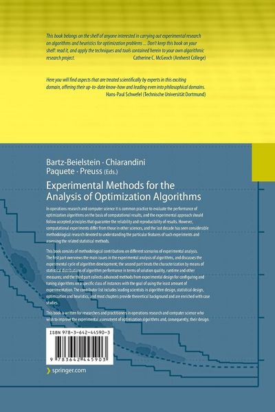 Produktbild: Experimental Methods for the Analysis of Optimization Algorithms