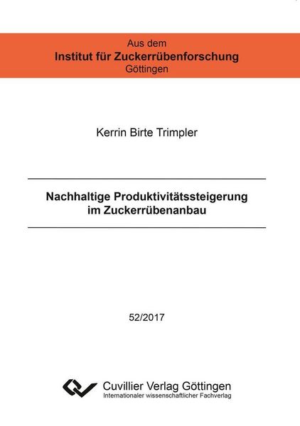 Produktbild: Nachhaltige Produktivit&auml;tssteigerung im Zuckerr&uuml;benanbau