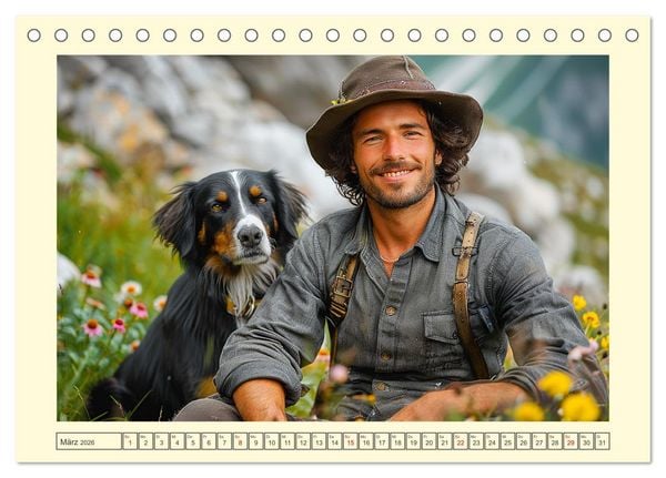 Produktbild: Leben auf der Alm. Junge M&auml;nner im Einklang mit der Natur (Tischkalender 2026 DIN A5 quer), CALVENDO Monatskalender