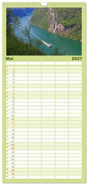 Produktbild: Familienplaner 2027 - Hurtigruten - Entlang der norwegischen K&uuml;ste mit 5 Spalten (Wandkalender, 21 x 45 cm) CALVENDO