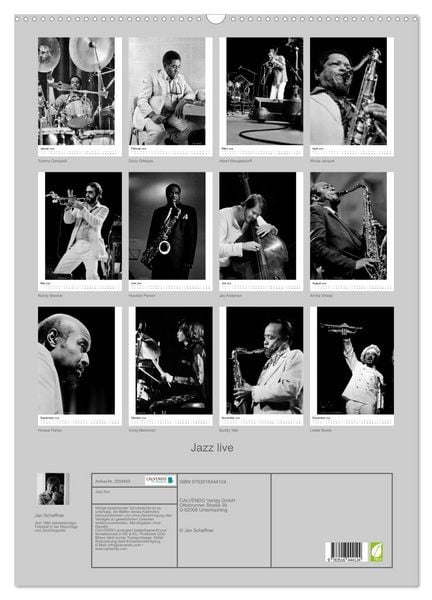 Produktbild: Jazz live (Wandkalender 2026 DIN A2 hoch), CALVENDO Monatskalender