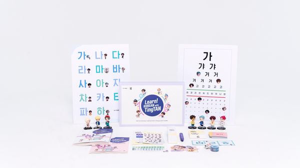 Produktbild: Learn! KOREAN With TinyTAN | 2-Book-Set | With Motipen | Korean Learning for Beginners With BTS Voices | Korean Keyboard Stickers | Flash Cards