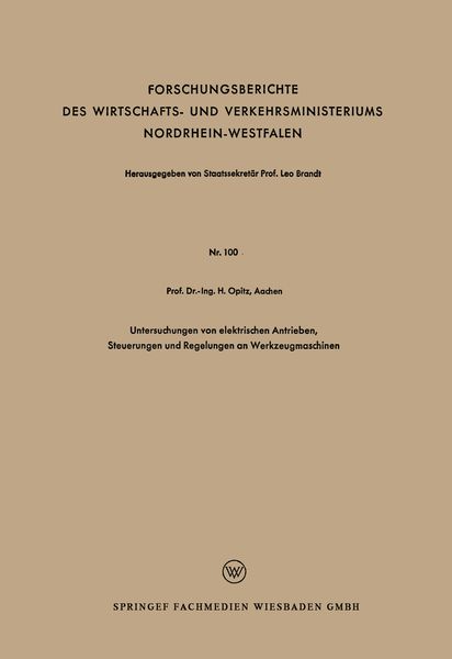 Produktbild: Untersuchungen von elektrischen Antrieben, Steuerungen und Regelungen an Werkzeugmaschinen