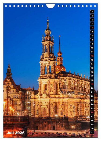 Produktbild: Dresden bei Nacht (Wandkalender 2026 DIN A4 hoch), CALVENDO Monatskalender
