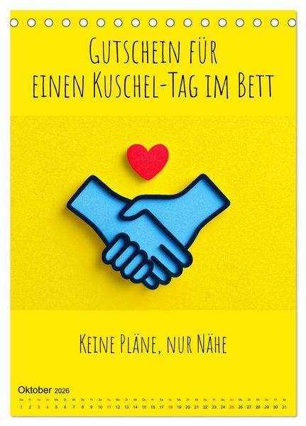 Produktbild: Gutscheinkalender - Gutschein Karten als Geschenk der Liebe (Tischkalender 2026 DIN A5 hoch), CALVENDO Monatskalender
