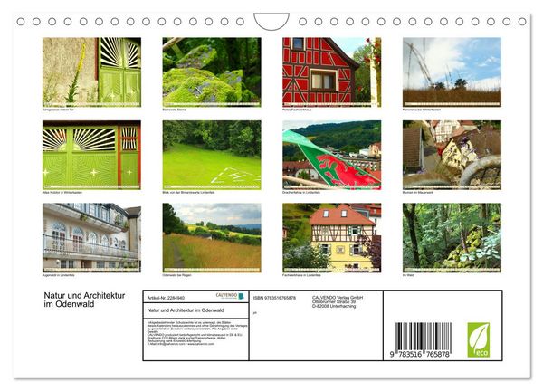 Produktbild: Natur und Architektur im Odenwald (Wandkalender 2027 DIN A4 quer), CALVENDO Monatskalender