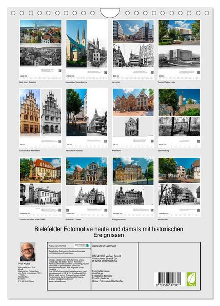 Produktbild: Bielefelder Fotomotive heute und damals mit historischen Ereignissen (Wandkalender 2026 DIN A4 hoch), CALVENDO Monatskalender