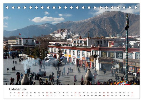 Produktbild: Tibet - Kloster und Landschaft (Tischkalender 2026 DIN A5 quer), CALVENDO Monatskalender