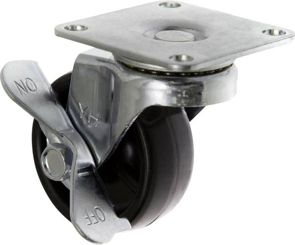Produktbild: TOOLCRAFT TO-5137896 Lenkrolle mit Feststellbremse und Anschraubplatte 50 mm Tragf&auml;higkeit (max.): 50 kg