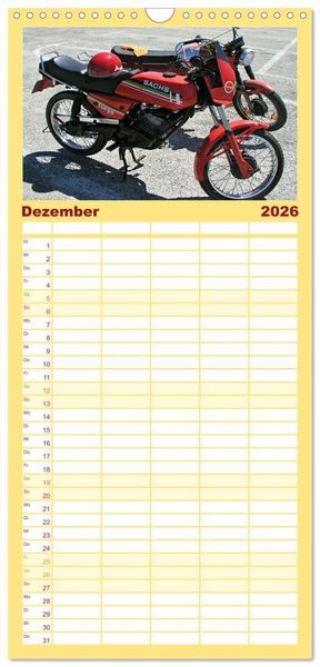 Produktbild: Familienplaner 2026 - Vintage Mopeds mit 5 Spalten (Wandkalender, 21 x 45 cm) CALVENDO