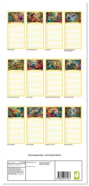 Produktbild: Familienplaner 2026 - Dschungelzauber - Kunstvolle Werke mit 5 Spalten (Wandkalender, 21 x 45 cm) CALVENDO