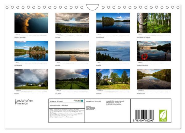 Produktbild: Landschaften Finnlands (Wandkalender 2026 DIN A4 quer), CALVENDO Monatskalender
