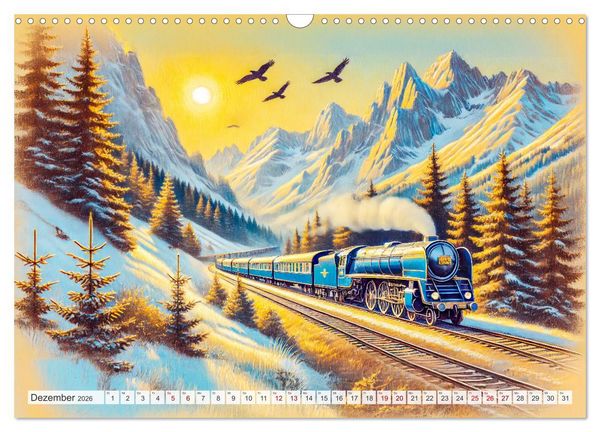 Produktbild: Faszination Eisenbahn - Lokomotiven und Landschaften der Welt (Wandkalender 2026 DIN A3 quer), CALVENDO Monatskalender
