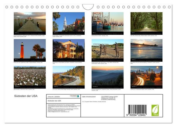 Produktbild: S&uuml;dosten der USA (Wandkalender 2027 DIN A4 quer), CALVENDO Monatskalender