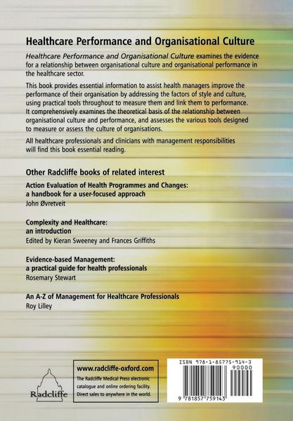 Produktbild: Healthcare Performance and Organisational Culture