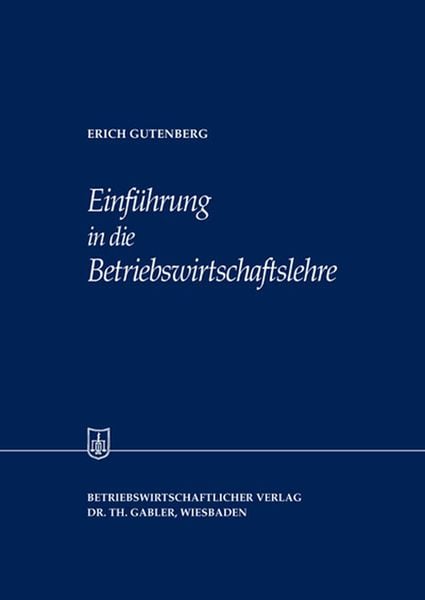 Produktbild: Einf&uuml;hrung in die Betriebswirtschaftslehre