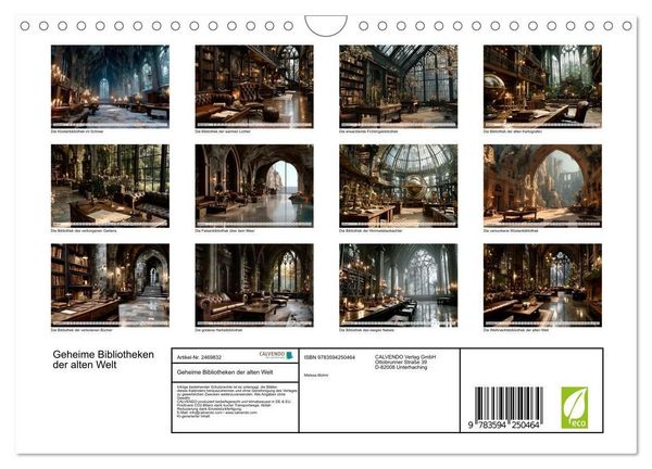 Produktbild: Geheime Bibliotheken der alten Welt (Wandkalender 2027 DIN A4 quer), CALVENDO Monatskalender