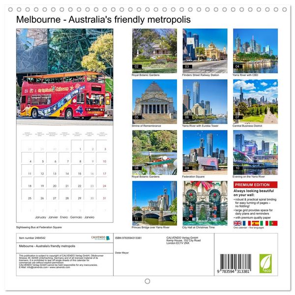 Produktbild: Melbourne - Australia's friendly metropolis (Wall Calendar 2027 12 &times; 12 Inch) CALVENDO 12 Month Wall Calendar