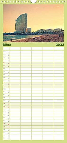 Produktbild: Familienplaner Barcelona - Stadtansichten (Wandkalender 2022 , 21 cm x 45 cm, hoch)
