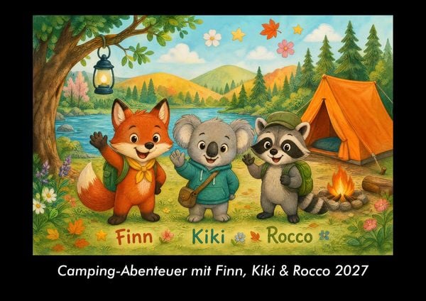 Produktbild: Camping-Abenteuer mit Finn, Kiki & Rocco 2027 Fotokalender DIN A3
