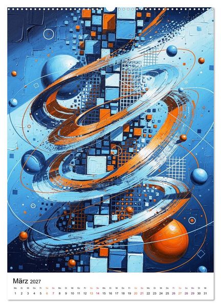 Produktbild: Abstracts - Fragmente der Zeit - Auf der Suche nach Menschlichkeit im Datenstrom (Wandkalender 2027 DIN A2 hoch), CALVENDO Monatskalender