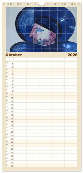 Produktbild: Familienplaner 2026 - Azulejos - Portugals beliebte Kachel Kunst mit 5 Spalten (Wandkalender, 21 x 45 cm) CALVENDO
