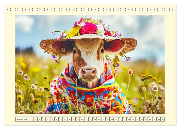 Produktbild: Elegante Modenschau auf dem Land. Bauernhoftiere als Fashion-Ikonen (Tischkalender 2026 DIN A5 quer), CALVENDO Monatskalender