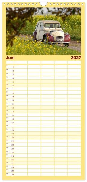 Produktbild: Familienplaner 2027 - Kultauto Ente Citro&euml;n 2CV mit 5 Spalten (Wandkalender, 21 x 45 cm) CALVENDO