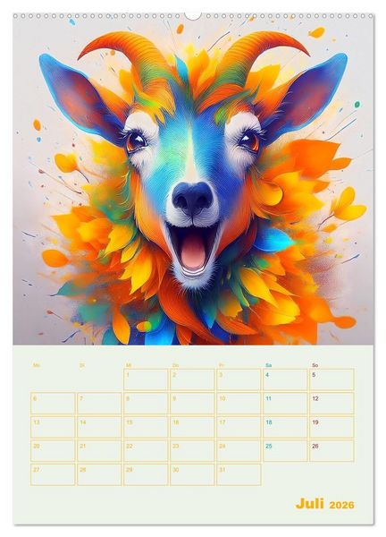 Produktbild: Tiere im Farbenrausch (hochwertiger Premium Wandkalender 2026 DIN A2 hoch), Kunstdruck in Hochglanz