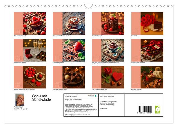 Produktbild: Sag's mit Schokolade (Wandkalender 2026 DIN A3 quer), CALVENDO Monatskalender