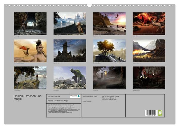Produktbild: Helden, Drachen und Magie (Wandkalender 2026 DIN A2 quer), CALVENDO Monatskalender