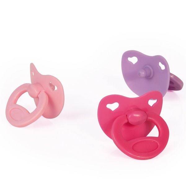 Produktbild: Puppenschnuller-Set 3teilig verschiedene Farben pink/rosa/lila