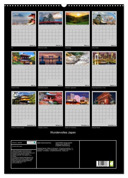 Produktbild: Wundervolles Japan (Wandkalender 2026 DIN A2 hoch), CALVENDO Monatskalender