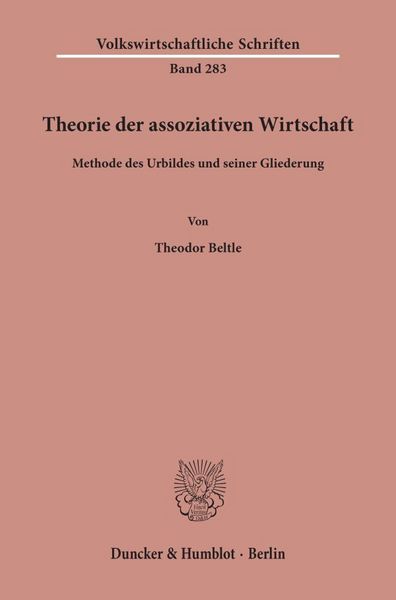 Produktbild: Theorie der assoziativen Wirtschaft.
