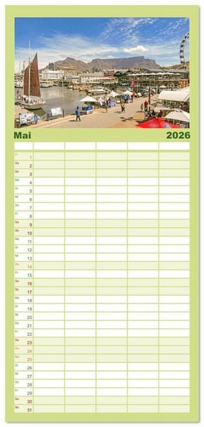 Produktbild: Familienplaner 2026 - Kapstadt: Leben unterm Tafelberg mit 5 Spalten (Wandkalender, 21 x 45 cm) CALVENDO
