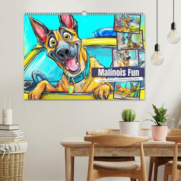 Produktbild: Malinois Fun. Lustige Cartoons vom Diensthund des Jahres! (Wandkalender 2026 DIN A2 quer), CALVENDO Monatskalender