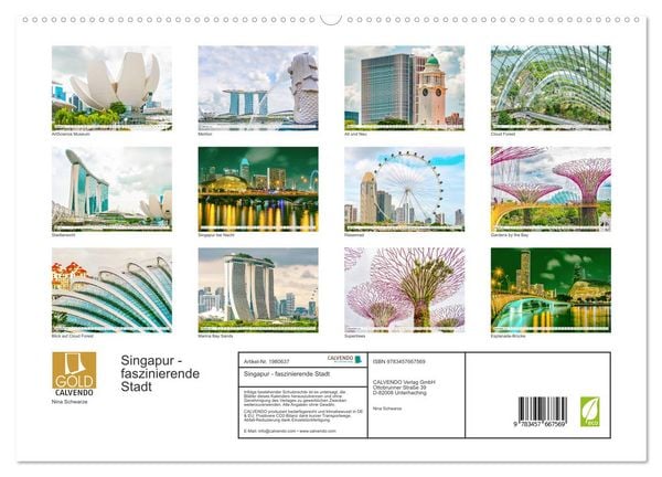 Produktbild: Singapur - faszinierende Stadt (hochwertiger Premium Wandkalender 2026 DIN A2 quer), Kunstdruck in Hochglanz
